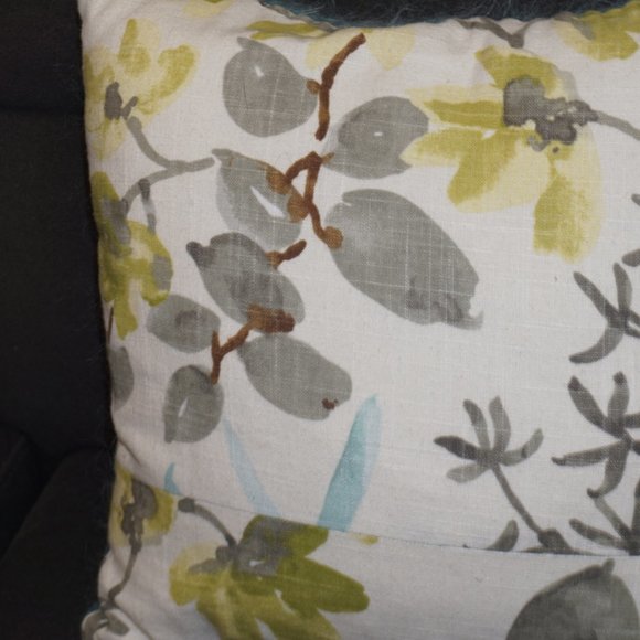 Reversible mohair toss pillow abstract turquoise - Picture 3 of 7